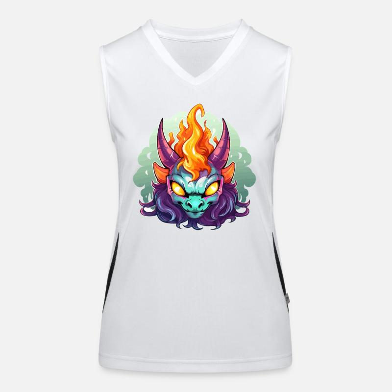 Flammenkopf Dämonengesicht Funktionelles Kontrast-Tank Top für Frauen