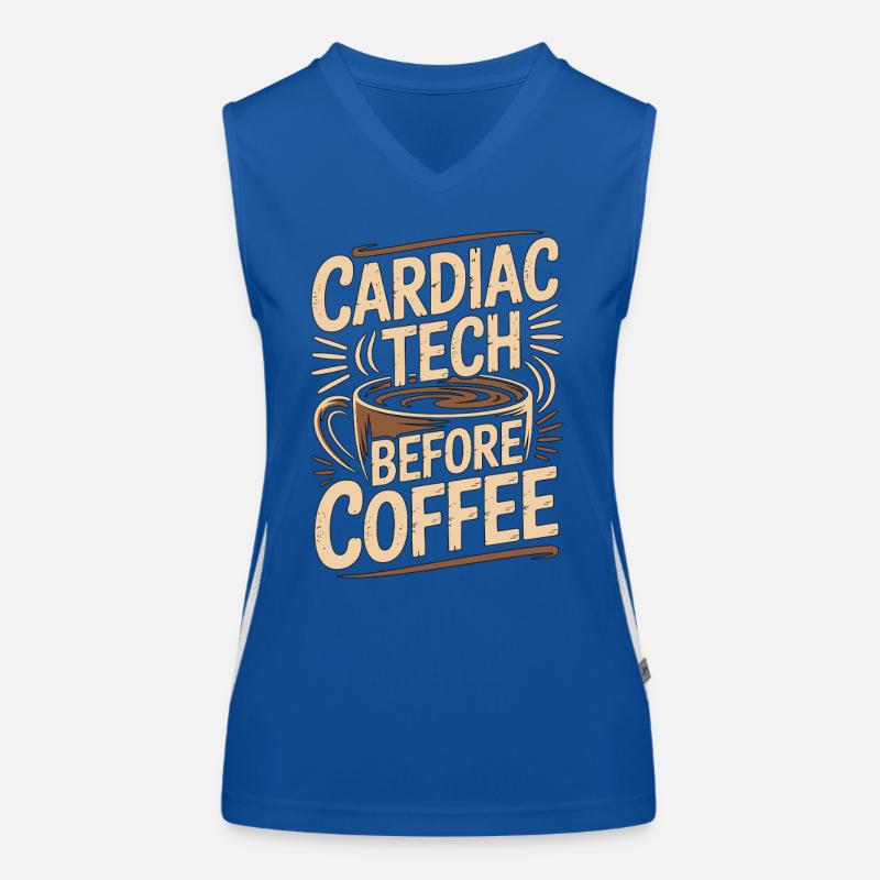 Cardiac Tech Before Coffee Echo Tech Coffee Lover Funktionelles Kontrast-Tank Top für Frauen