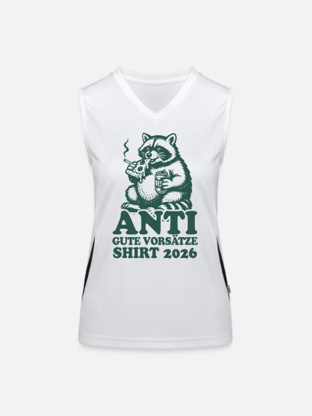 Waschbär | Anti gute Vorsätze 2026 - Funktionelles Kontrast-Tank Top für Frauen - Weiß/Schwarz - Vorne