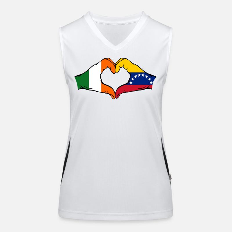 Cœur du drapeau Irlande du Venezuela Débardeur respirant contrasté Femme