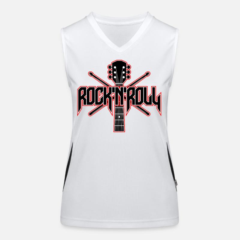 Rock 'n' Roll Gitarre und Drumsticks Funktionelles Kontrast-Tank Top für Frauen
