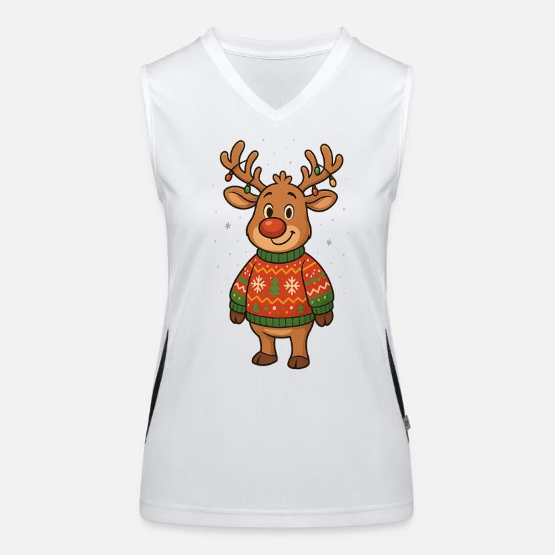 Winterhirsch im Weihnachtspullover Funktionelles Kontrast-Tank Top für Frauen