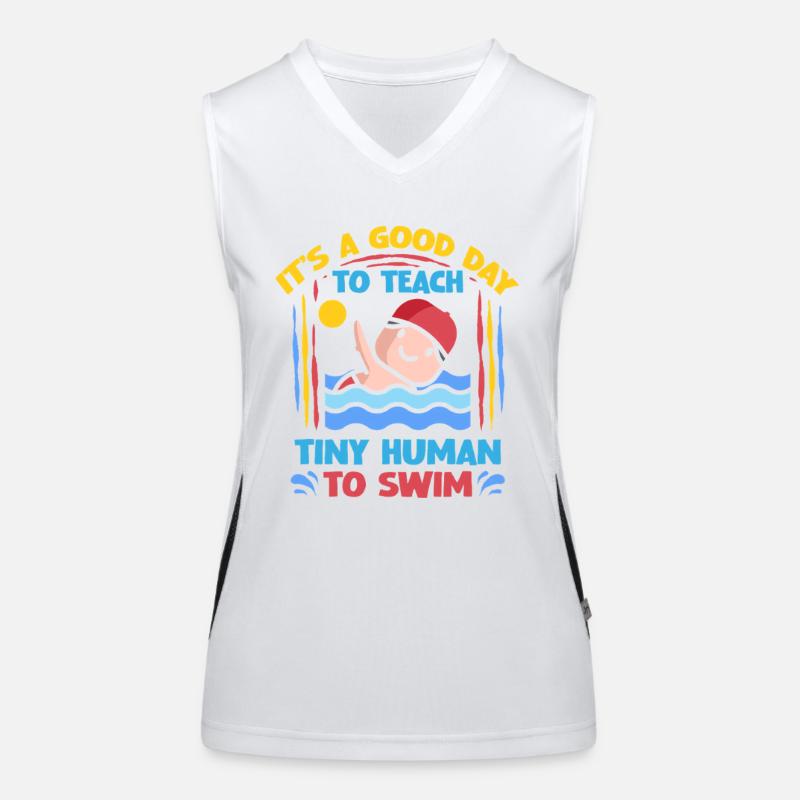 Schwimmlehrer Teaching Tiny Humans To Swim Funktionelles Kontrast-Tank Top für Frauen
