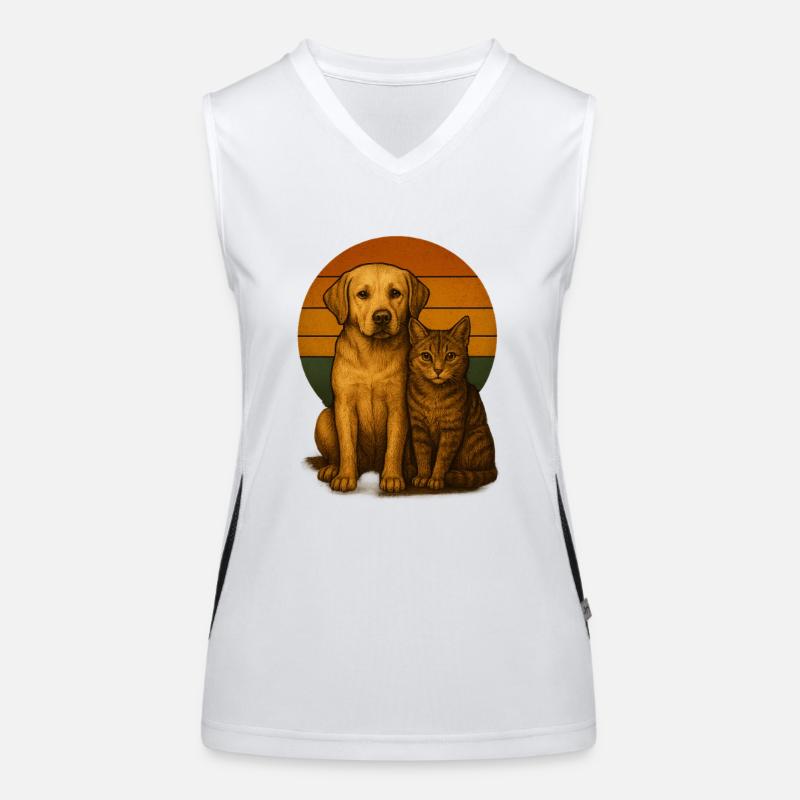 Labrador und Katze Funktionelles Kontrast-Tank Top für Frauen