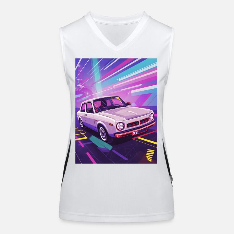 Synthwave Auto im Retro-Stil Funktionelles Kontrast-Tank Top für Frauen