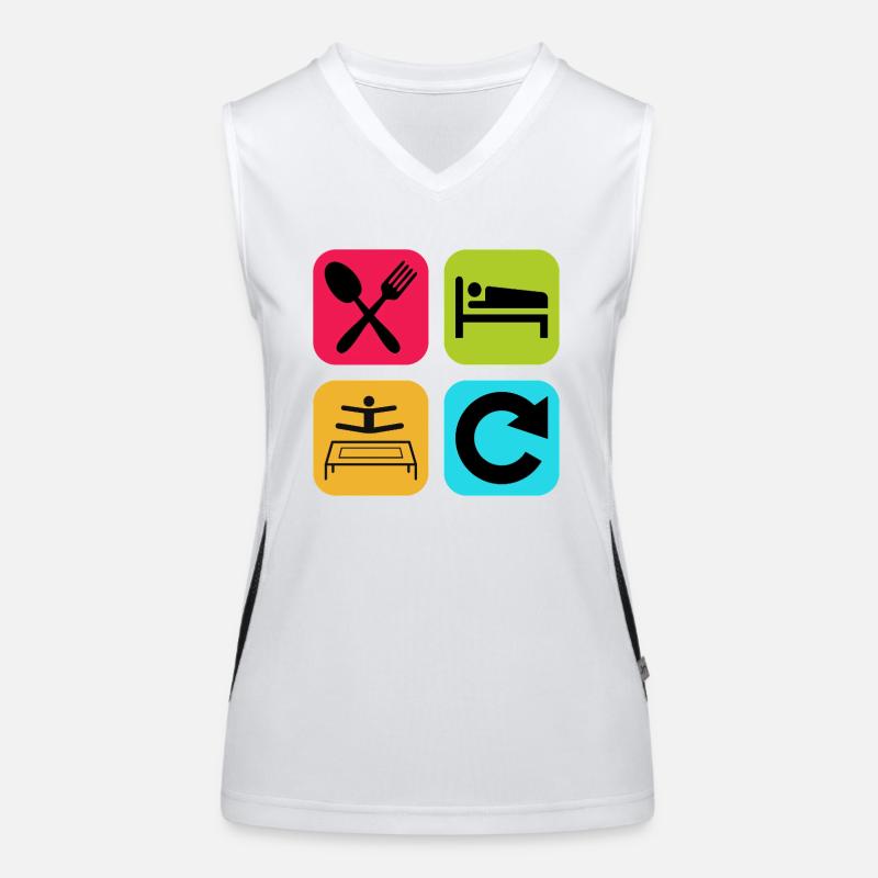 Eat Sleep Trampoline Repeat Funny Quote Jump Women's Functional Contrast Tank Top