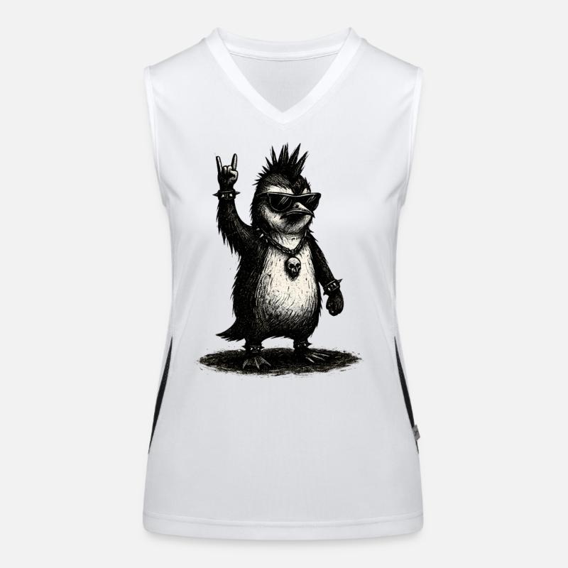 Punk Rock Pinguin Mit Sonnenbrille Funktionelles Kontrast-Tank Top für Frauen