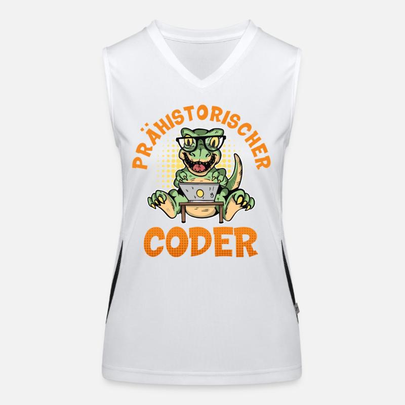Coding PREHISTORIC CODER Fun Women's Functional Contrast Tank Top