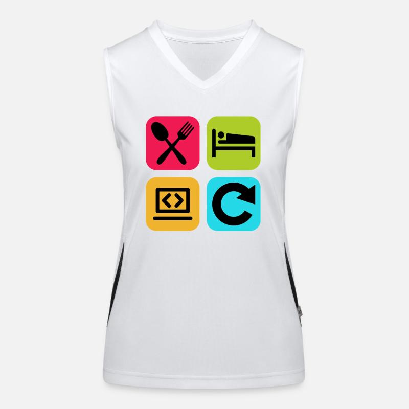 Code de citation drôle répété par le programme Eat Sleep Débardeur respirant contrasté Femme