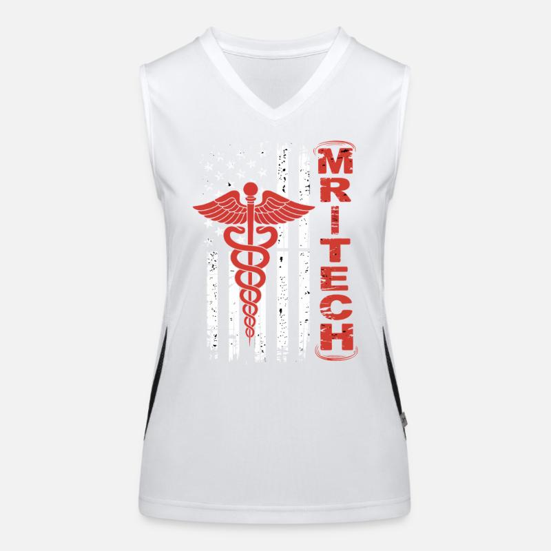 Rote MedTech Caduceus Flagge Funktionelles Kontrast-Tank Top für Frauen