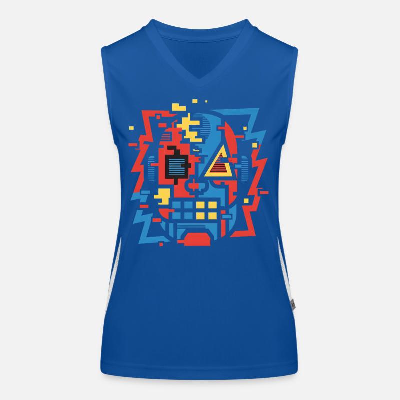 Abstraktes Glitch Gesicht Funktionelles Kontrast-Tank Top für Frauen