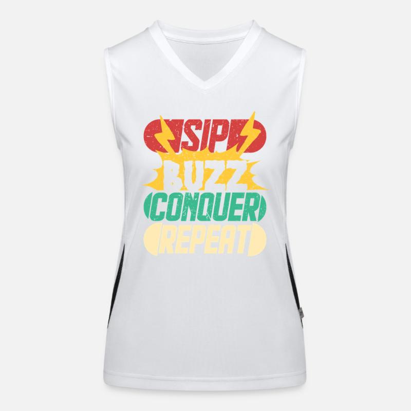 Energy Drink Sip Buzz Conquer Women's Functional Contrast Tank Top