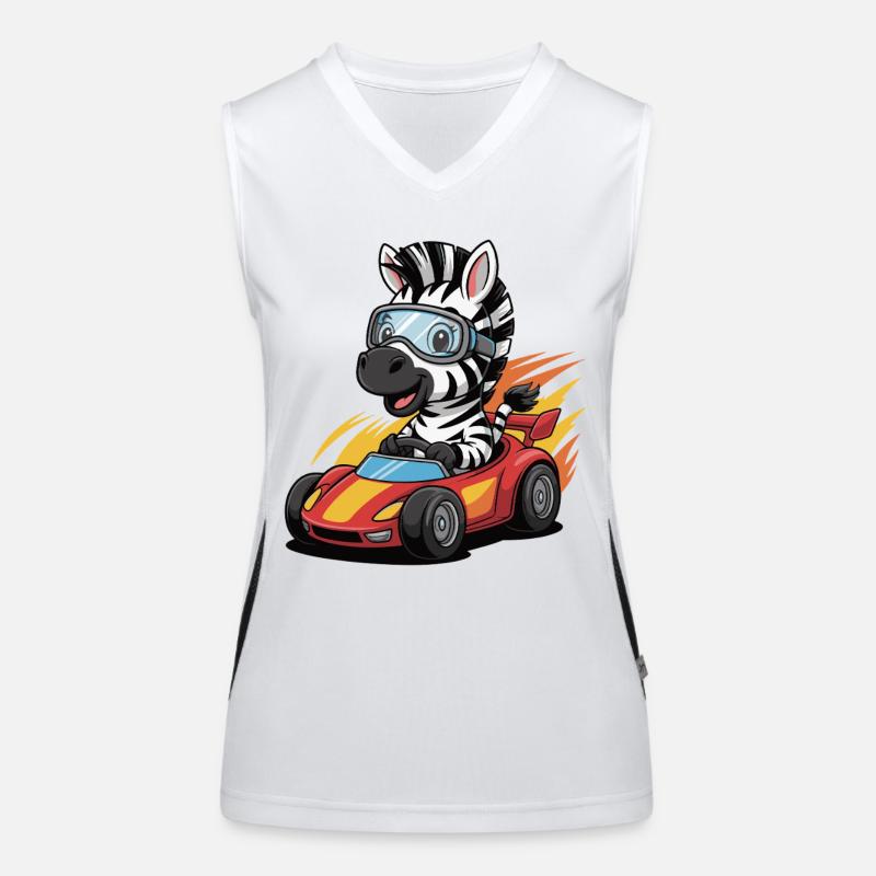 Zebra racing kart with safety goggles Women's Functional Contrast Tank Top