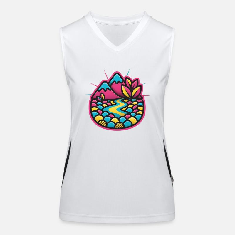 Bunte Flusslandschaft Candystyle Funktionelles Kontrast-Tank Top für Frauen