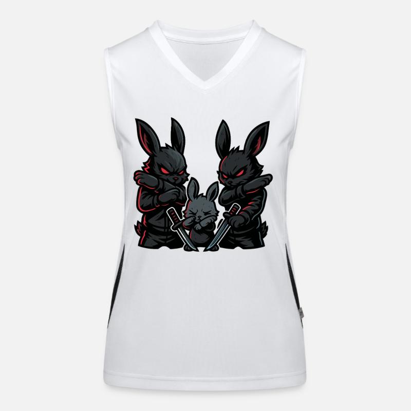 Ninja Dabbing, Lapin avec des katanas Débardeur respirant contrasté Femme