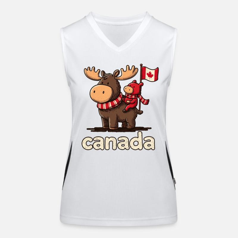 Mousse du Canada avec un petit compagnon Débardeur respirant contrasté Femme