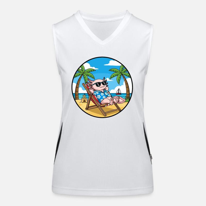 Cool Axolotl Beach Vacation Summer Vibes Women's Functional Contrast Tank Top