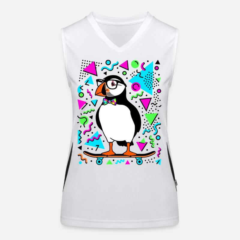 Cool Skater Puffin Retro Women's Functional Contrast Tank Top