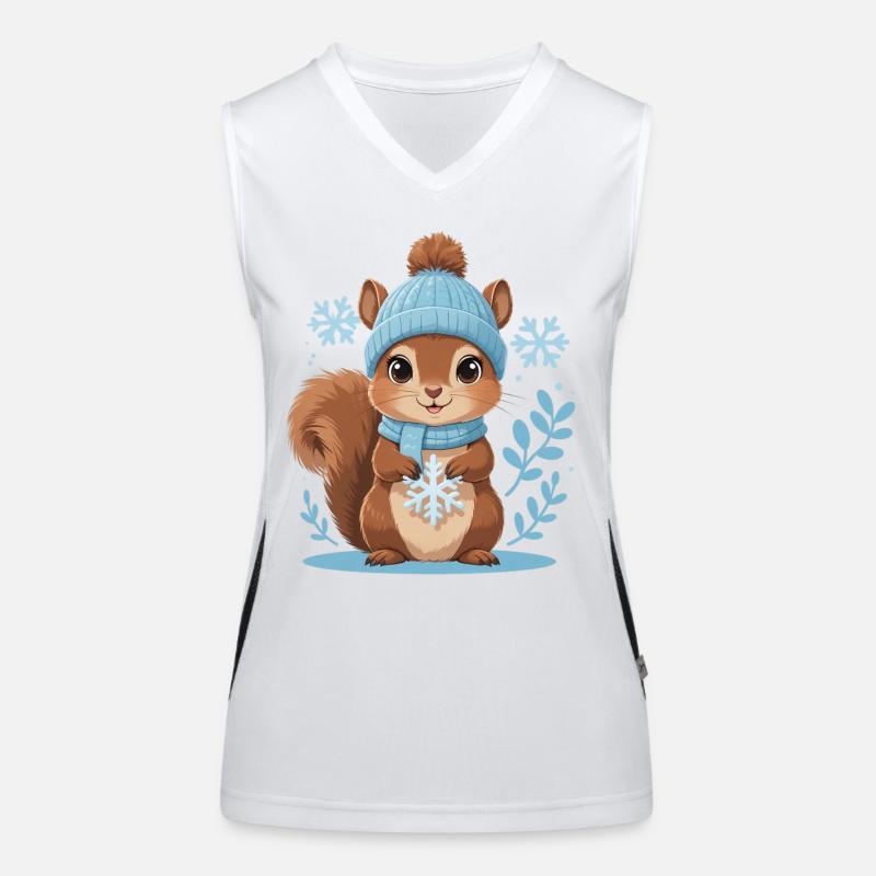 Winterliches Eichhörnchen Motiv Funktionelles Kontrast-Tank Top für Frauen