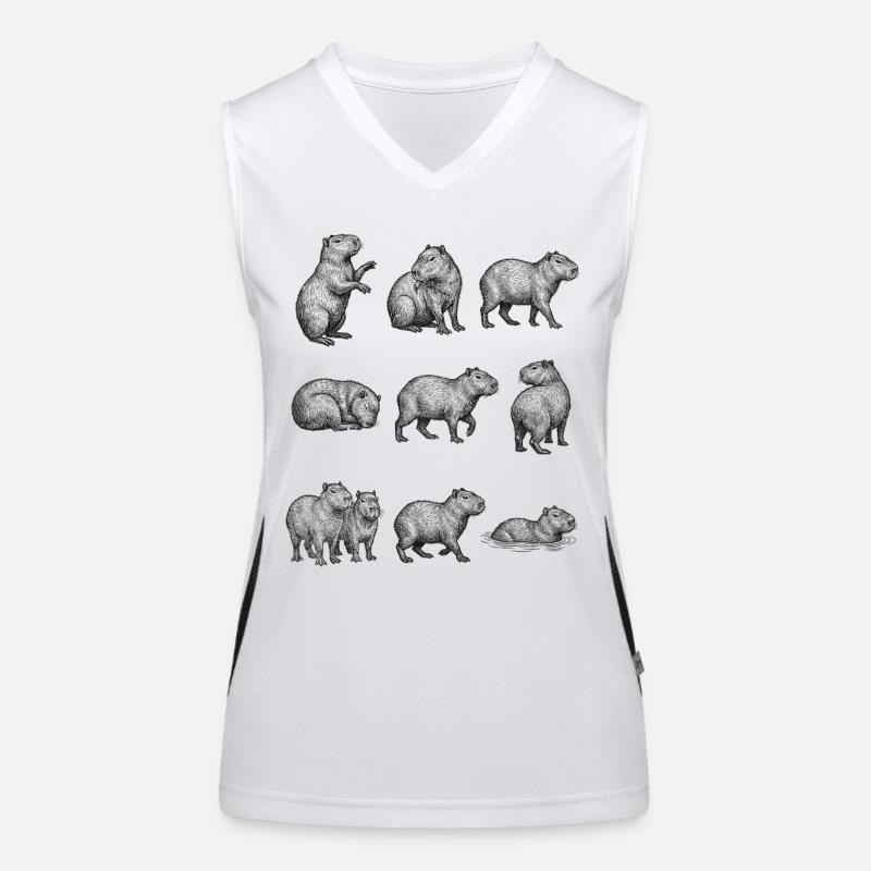 Silhouettes de capybara dans la conception forestière Débardeur respirant contrasté Femme