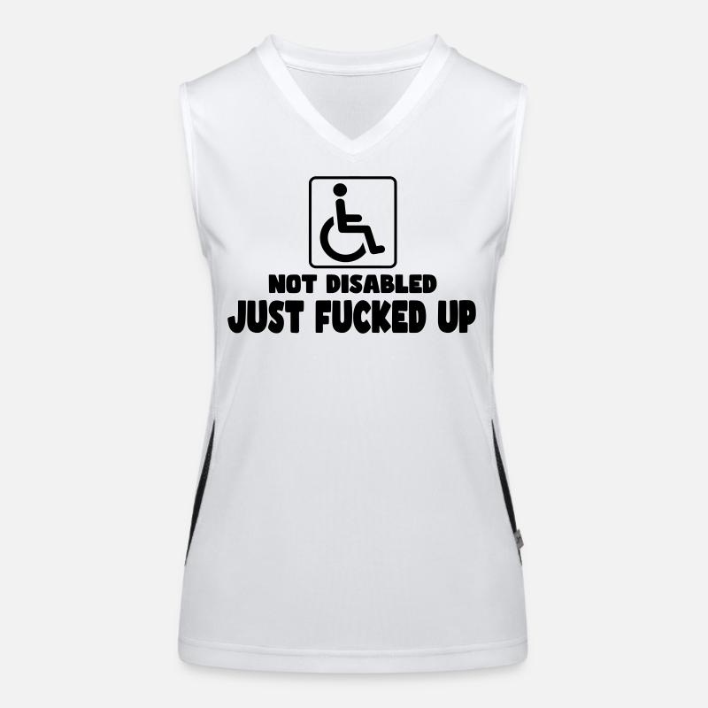 Nicht behindert. Gerade fertig! Rollstuhlhumor # Funktionelles Kontrast-Tank Top für Frauen