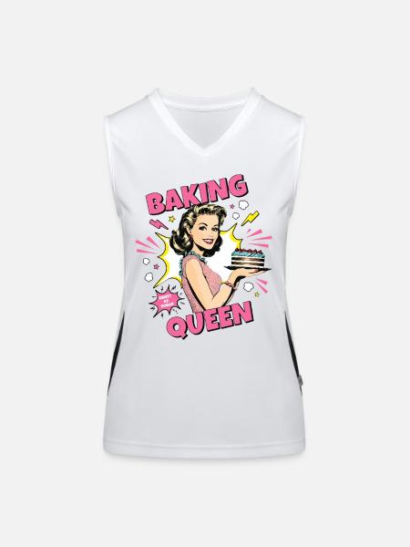 Backen Torte Backkönigin Backfee Bäckerin Pop Art - Funktionelles Kontrast-Tank Top für Frauen - Weiß/Schwarz - Vorne