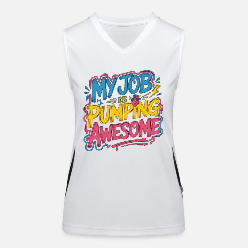 Cardiac Tech My Job Is Pumping Awesome Echo Tech Funktionelles Kontrast-Tank Top für Frauen