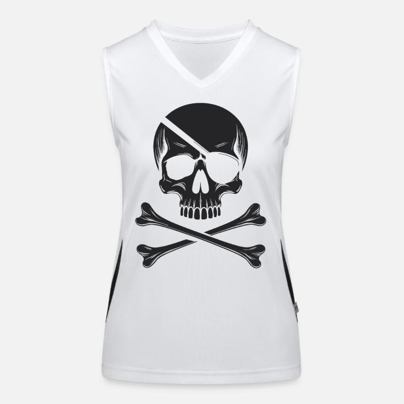 Classic Jolly Roger Pirate Skull Women's Functional Contrast Tank Top