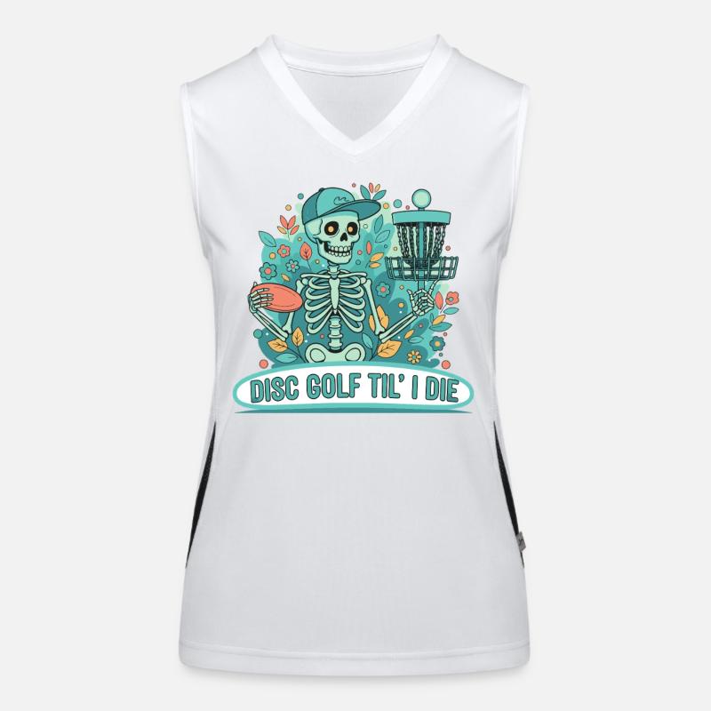 Disc Golf Til I Die Skeleton Lustiger Disc-Golfer Funktionelles Kontrast-Tank Top für Frauen