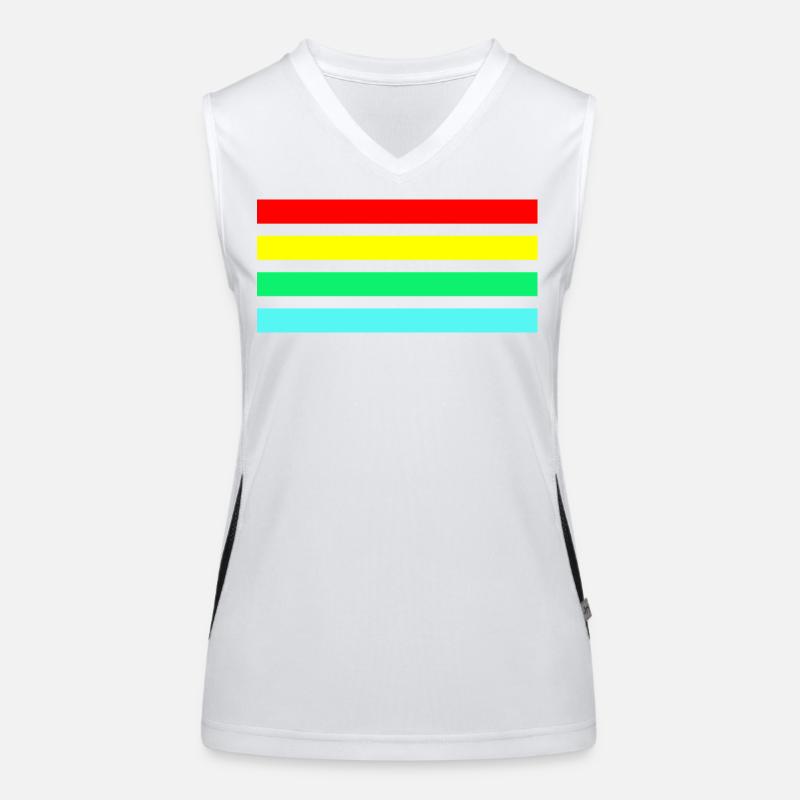 Retro neon arc stripe composition Women's Functional Contrast Tank Top
