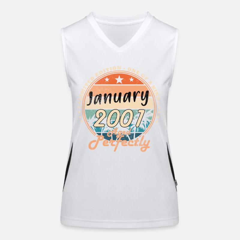 25th Birthday Original January Year 2001 Women's Functional Contrast Tank Top