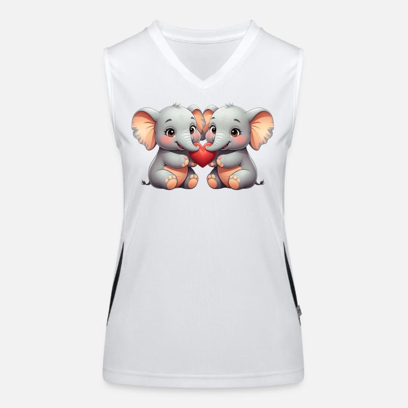 Elefantenfreunde mit Herz Funktionelles Kontrast-Tank Top für Frauen