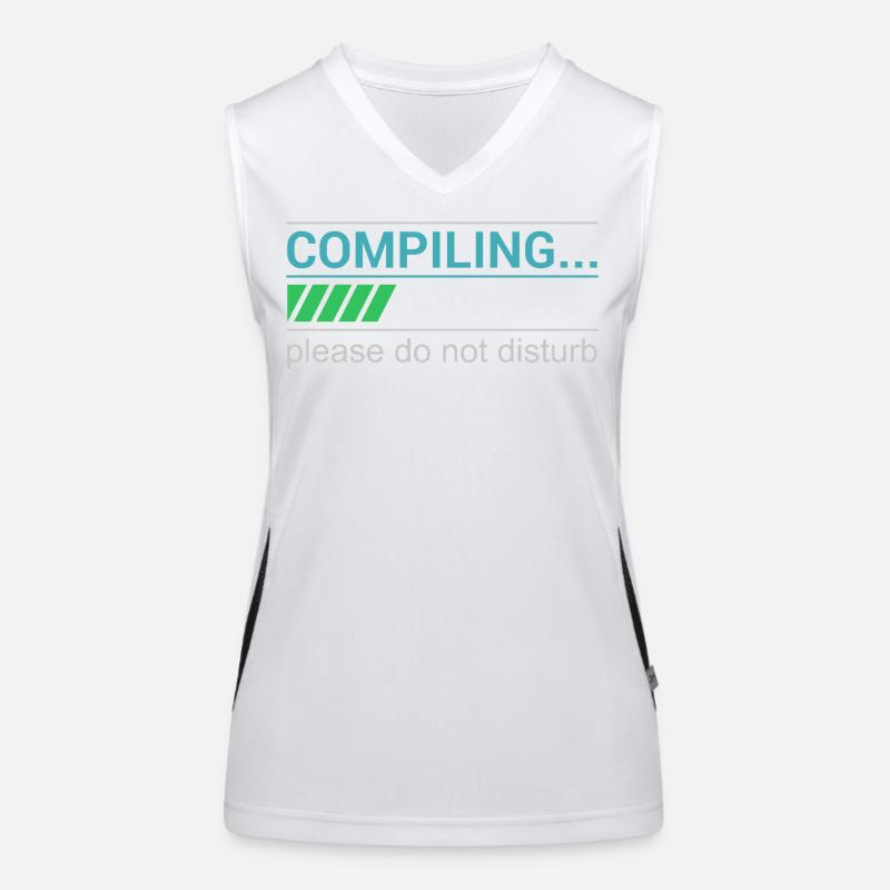 Funny Programmer T-Shirt - Compiling Please Women's Functional Contrast Tank Top