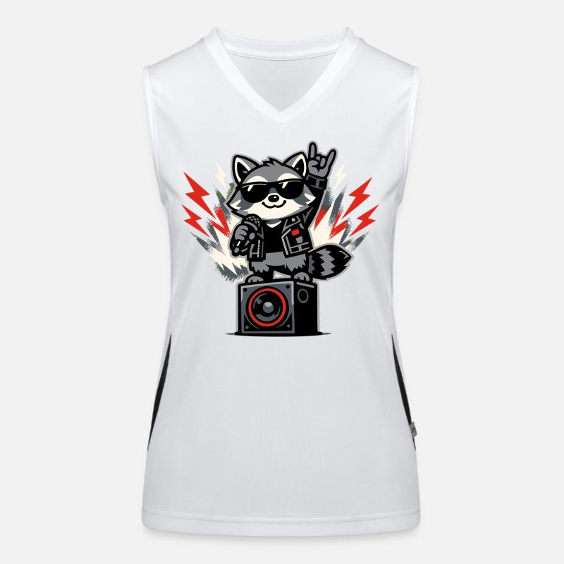 Retro Waschbär Rock Musik Geschenk Funktionelles Kontrast-Tank Top für Frauen