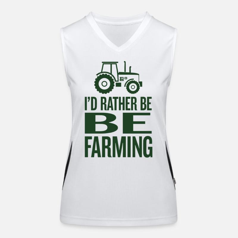 Traktor Fan Spruch I'D RATHER BE FARMING Funktionelles Kontrast-Tank Top für Frauen