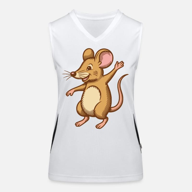 Souris mignonne qui danse saute heureuse drôle heureuse Débardeur respirant contrasté Femme
