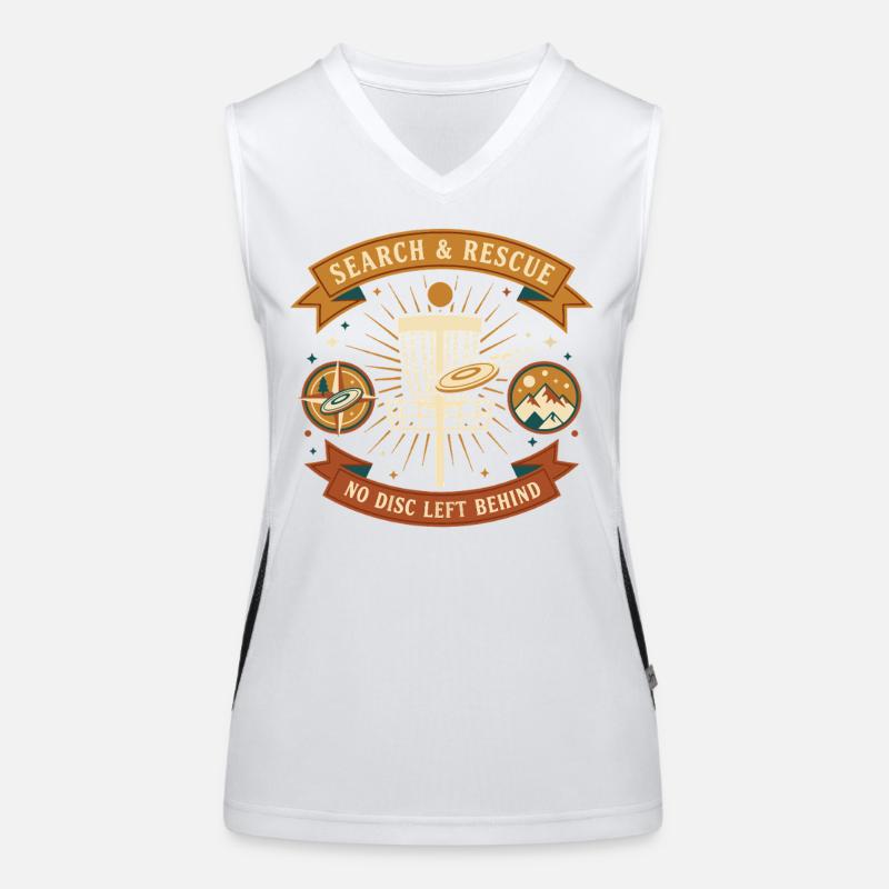 Search And Rescue No Disc Left Behind Disc Golf Funktionelles Kontrast-Tank Top für Frauen