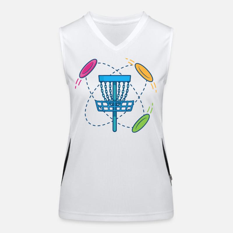 Disc-Golf-Korb und Flying Discs-Szene Funktionelles Kontrast-Tank Top für Frauen