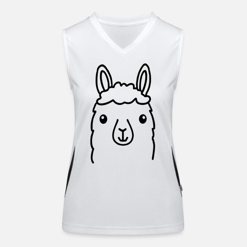 Süßes Alpaka Llama Kopf Line Art Funktionelles Kontrast-Tank Top für Frauen