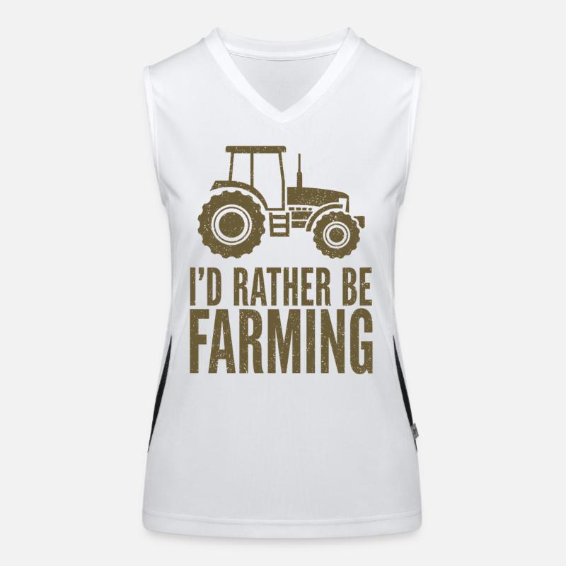 Traktor Fan Spruch I'D RATHER BE FARMING Funktionelles Kontrast-Tank Top für Frauen