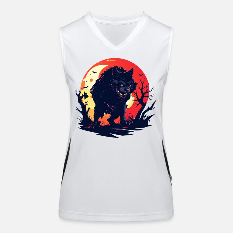 evil moon wolf werewolf in gloomy moonlight Women's Functional Contrast Tank Top