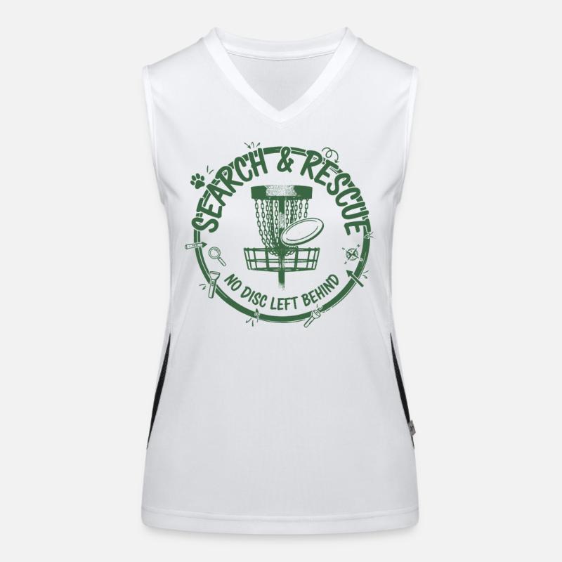 Search And Rescue No Disc Left Behind Disc Golf Funktionelles Kontrast-Tank Top für Frauen