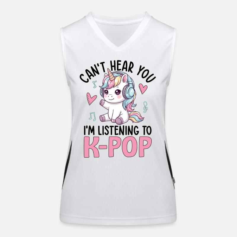 Je ne t’entends pas en écoutant de la K-Pop Débardeur respirant contrasté Femme