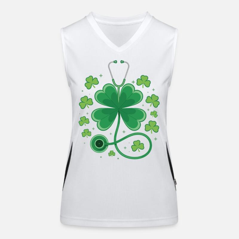 Shamrock Stethoscope Design Women's Functional Contrast Tank Top