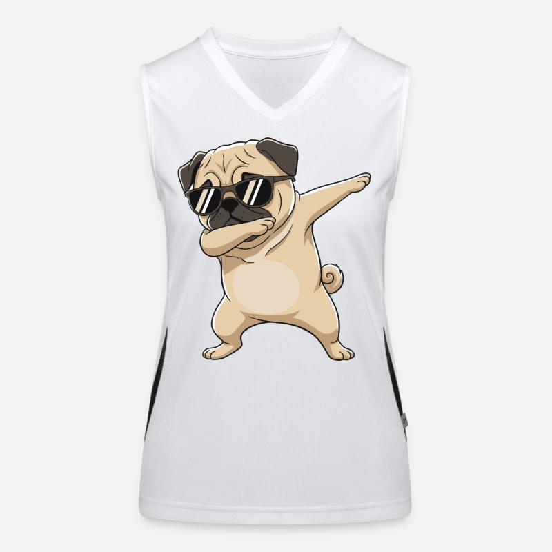 Cool Dabbing Mops Sonnenbrille Cartoon-Kunst Funktionelles Kontrast-Tank Top für Frauen