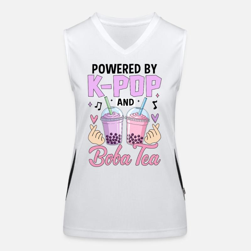 Powered By K Pop And Boba Tea Funktionelles Kontrast-Tank Top für Frauen