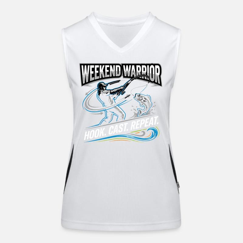 Weekend Warrior Hook Cast Repeat Angler Funktionelles Kontrast-Tank Top für Frauen