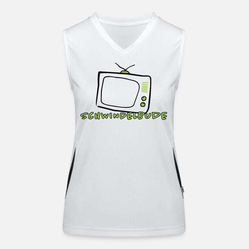 Schwindelbude – Lustiges Humor Statement Design Funktionelles Kontrast-Tank Top für Frauen