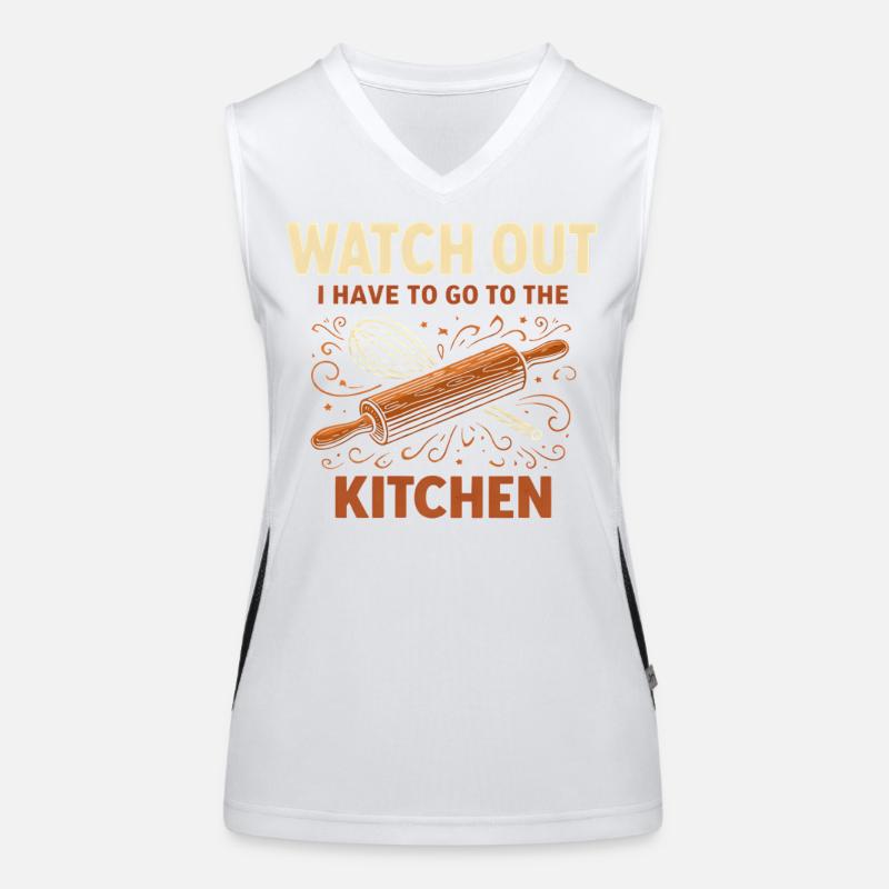 Attention kitchen rolling pin Women's Functional Contrast Tank Top