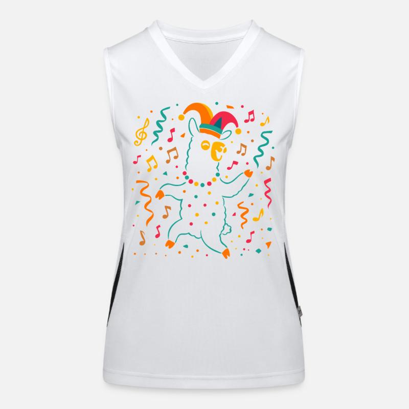 Dancing Carnival Alpaca with Jester's Cap Women's Functional Contrast Tank Top